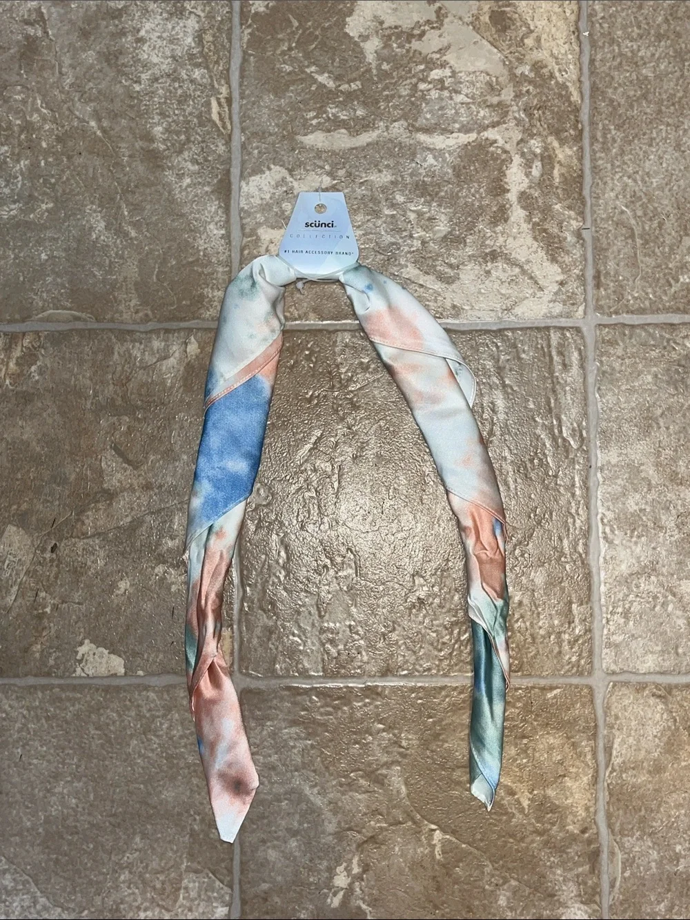 NWT scunci Pastel Tie-Dye  Hair Scarf/Headband - Blue, Pink, Cream, Green
